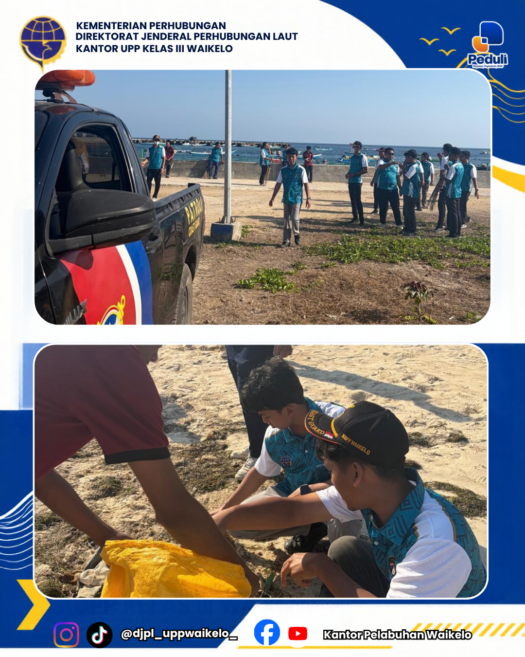 UPP Kelas III Waikelo Gelar Aksi Bersih-Bersih Pantai Waikelo
